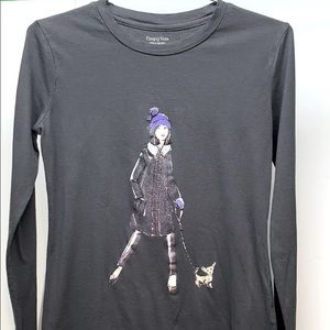 Simply Vera Wang “girl walking a dog” Shirt Sz. S